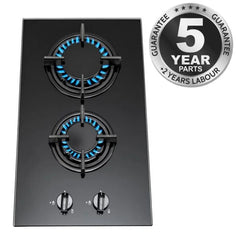 30cm 2 Burner Glass Gas Hob – SIA GHG301BL - London Houseware - 1