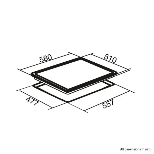 60cm Black Glass 4 Burner Gas Hob - SIA GHG603BL - London Houseware - 7