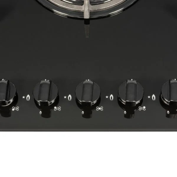 70cm Black Glass 5 Burner Gas Hob - SIA GHG703BL - London Houseware - 5