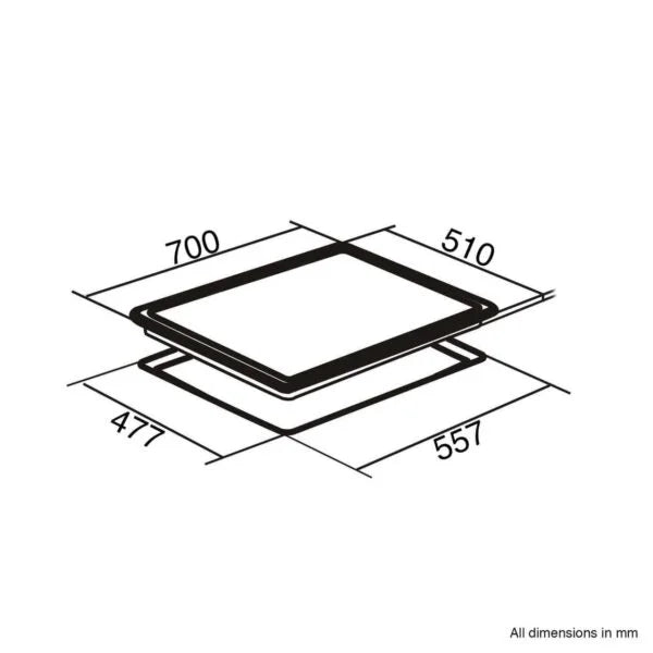 70cm Black Glass 5 Burner Gas Hob - SIA GHG703BL - London Houseware - 9