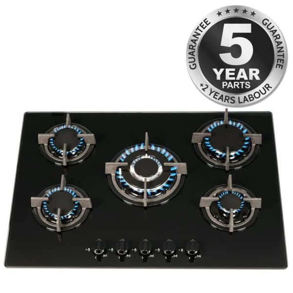 70cm Black Glass 5 Burner Gas Hob - SIA GHG703BL - London Houseware - 8