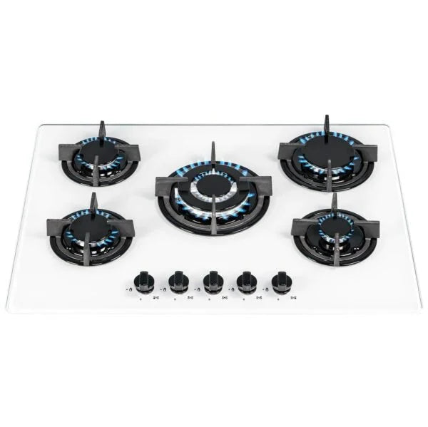 White Gas Hob 5 Burner, 70cm wide - SIA GHG703WH - London Houseware - 8