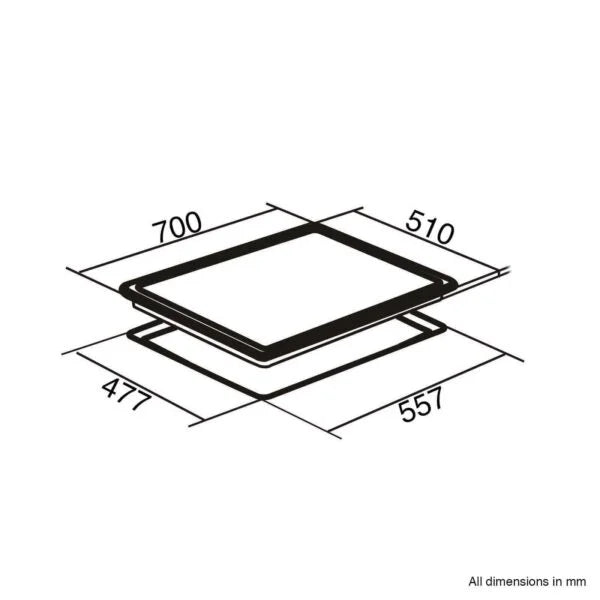 White Gas Hob 5 Burner, 70cm wide - SIA GHG703WH - London Houseware - 2