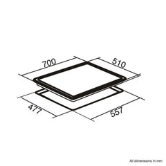 White Gas Hob 5 Burner, 70cm wide - SIA GHG703WH - London Houseware - 2