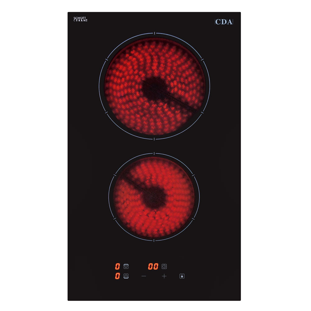 30cm 2 Zone Electric Ceramic Hob, Domino Black - CDA HC3621FR - Naamaste London Homewares - 1