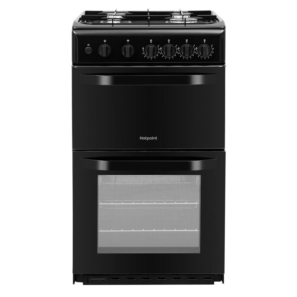 Double Gas Cooker/Separate Grill, Black – Hotpoint HD5G00KCB/UK - London Houseware - 1