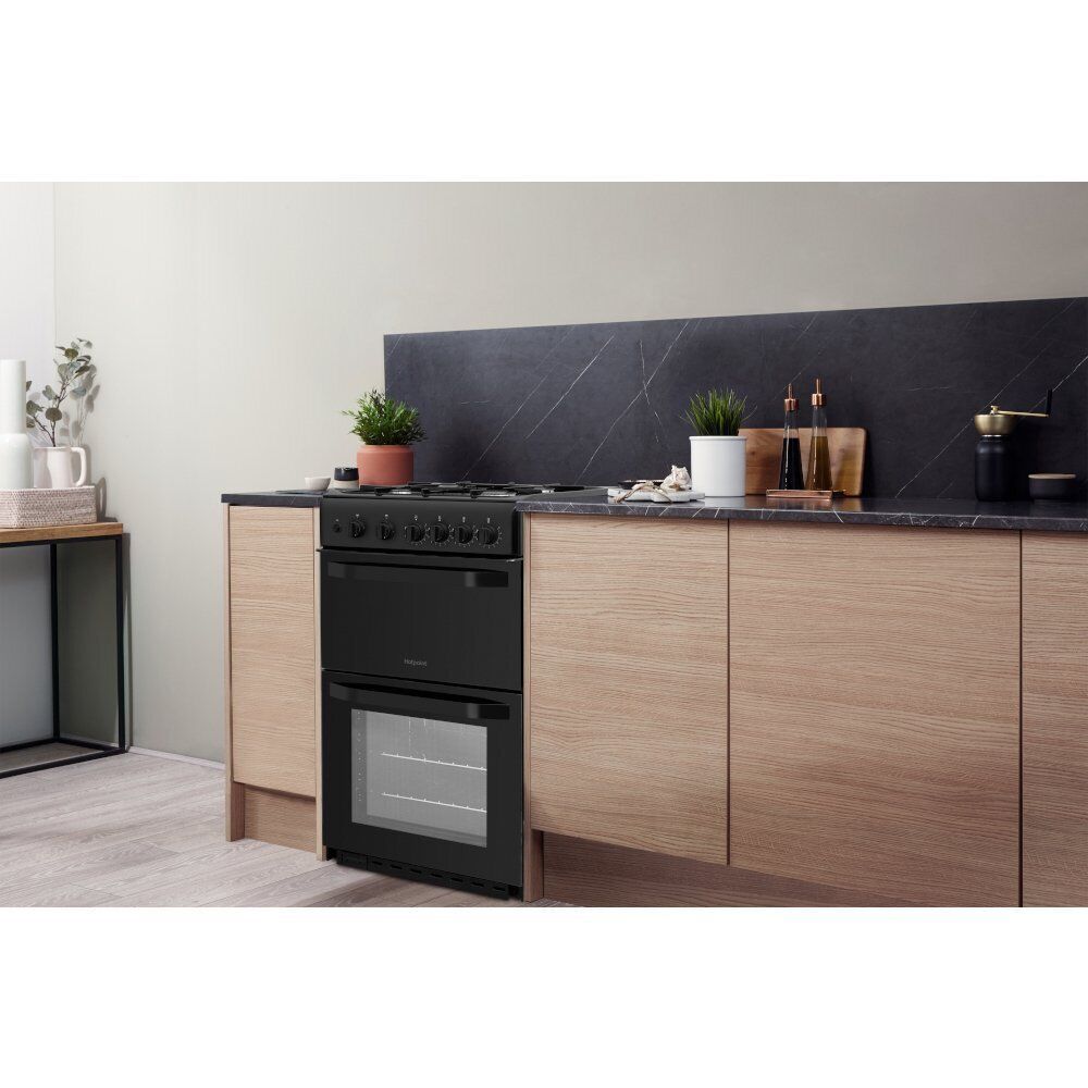 Double Gas Cooker/Separate Grill, Black – Hotpoint HD5G00KCB/UK - London Houseware - 6