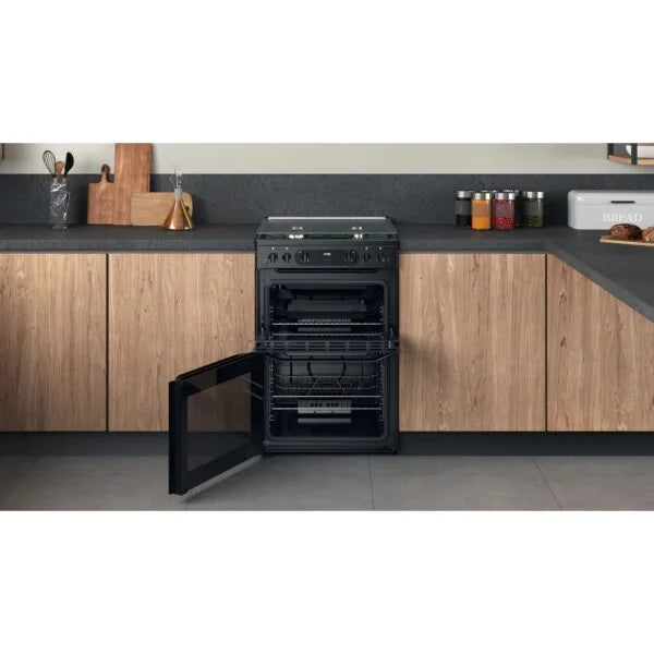 60cm Gas Cooker with Gas Hob/FreeStanding, Black – Hotpoint HDM67G0CCB/UK - London Houseware - 4