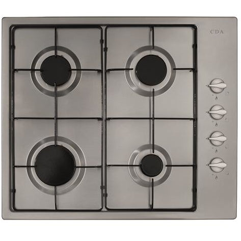 58cm 4 Burner Gas Hob Stainless Steel - CDA HG6151 - Naamaste London Homewares - 1