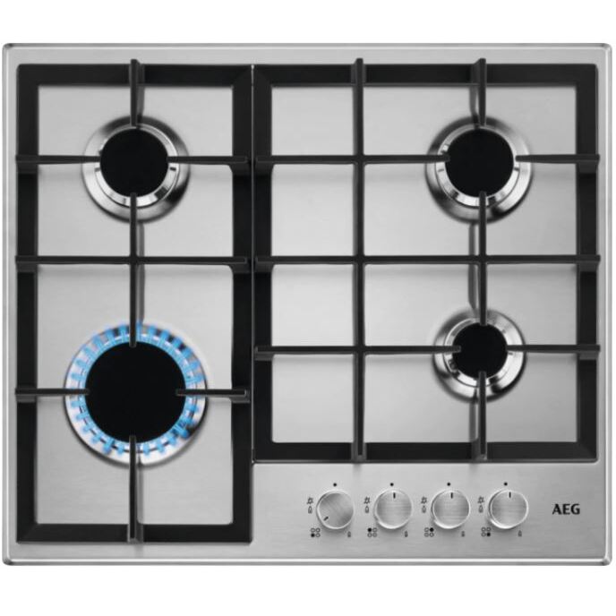 60cm AEG Gas Hob 4 Burner Stainless Steel - HGB64200SM - Naamaste London Homewares - 1