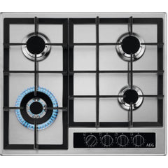 60cm 4 Burner AEG Gas Hob Stainless Steel - HGB64420YM - Naamaste London Homewares - 1