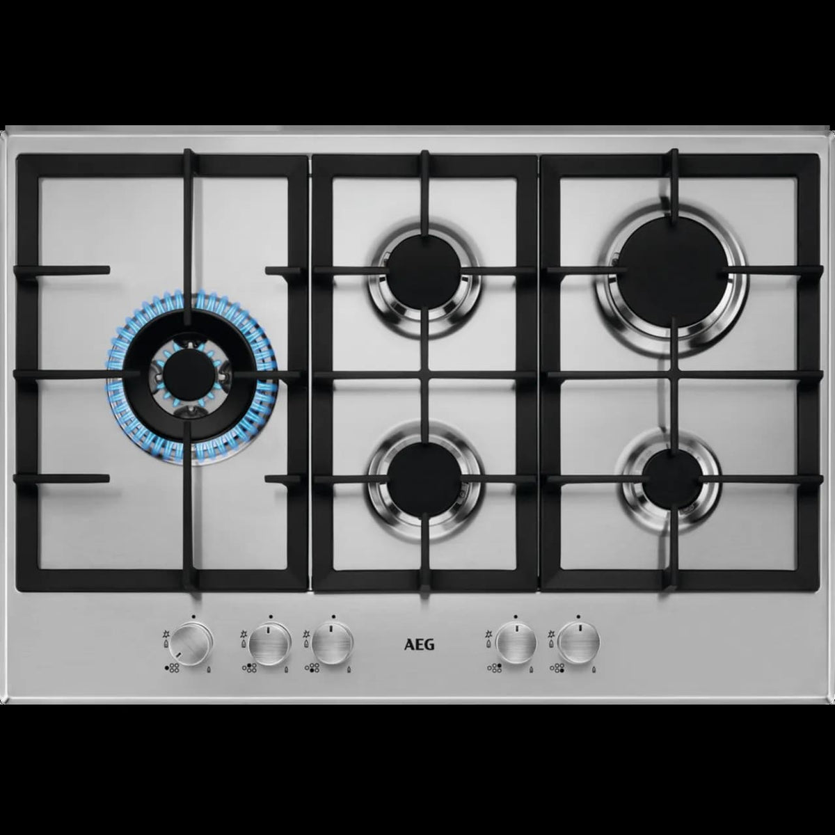 74cm AEG Gas Hob 5 Burner Stainless Steel - HGB75500SM - London Houseware - 1