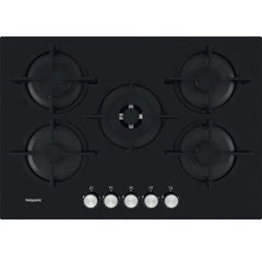 Black on Glass 5 Burner Gas Hob - Hotpoint HGS 72S BK - London Houseware - 1