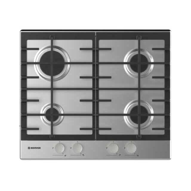 4 Burner Gas Hob Stainless Steel, Inox plate - Hoover HHG6BRMX - Naamaste London Homewares - 1