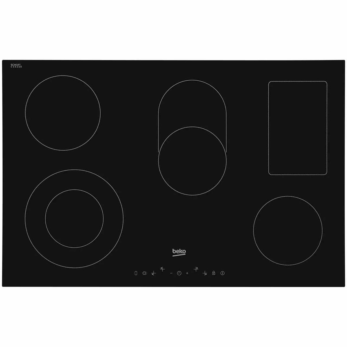 77cm 4 Zone Electric Ceramic Hob, Black - Beko HIC85402T - Naamaste London Homewares - 1