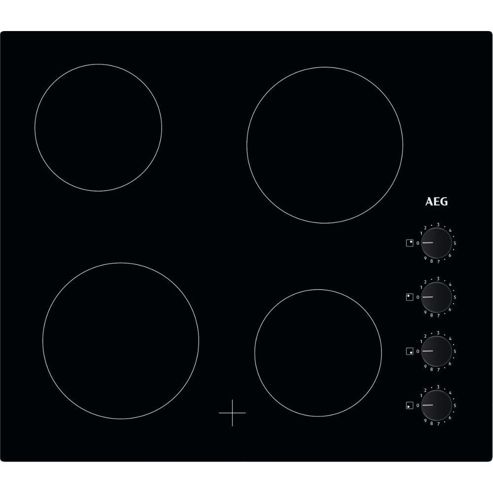 60cm Radiant 4 Zone Electric Ceramic Hob, Black - AEG HK614000CB - Naamaste London Homewares - 1