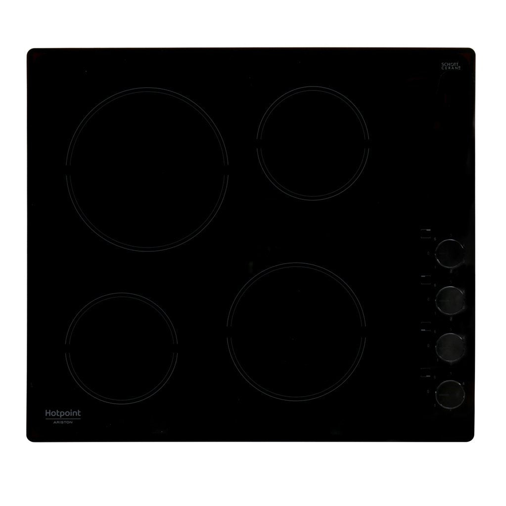 58cm 4 Zone Electric Ceramic Hob, Black - Hotpoint HR619CH - Naamaste London Homewares - 1