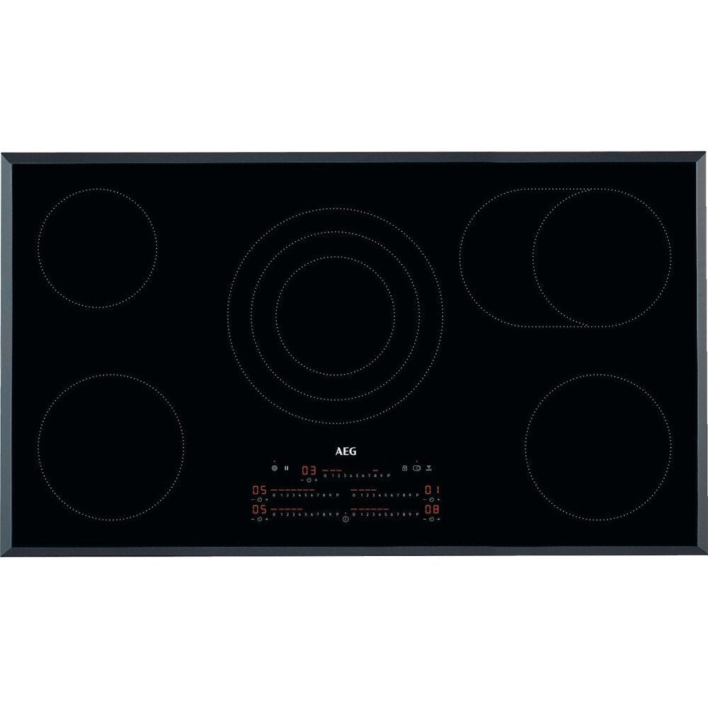 90cm 5 Zone Electric Ceramic Hob, Black - AEG HRE95770FB Naamaste London Homewares - 1