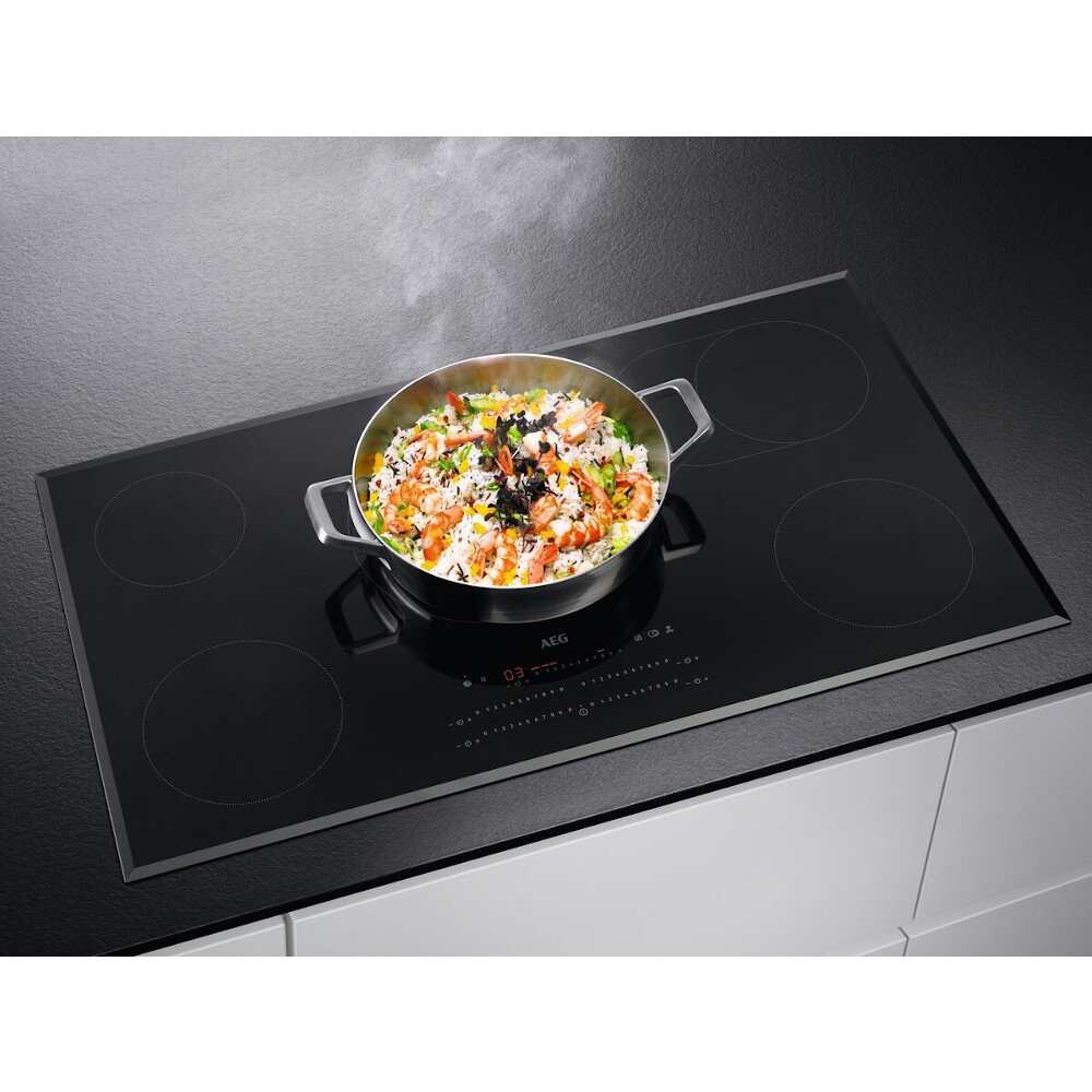 90cm 5 Zone Electric Ceramic Hob, Black - AEG HRE95770FB Naamaste London Homewares - 2