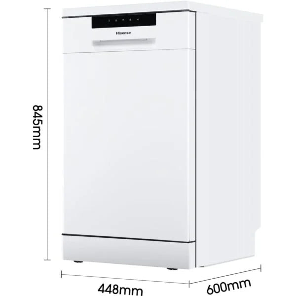 45cm White Freestanding Slimline Dishwasher - Hisense HS523E15WUK - London Houseware - 9