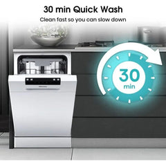 45cm White Freestanding Slimline Dishwasher - Hisense HS523E15WUK - London Houseware - 3