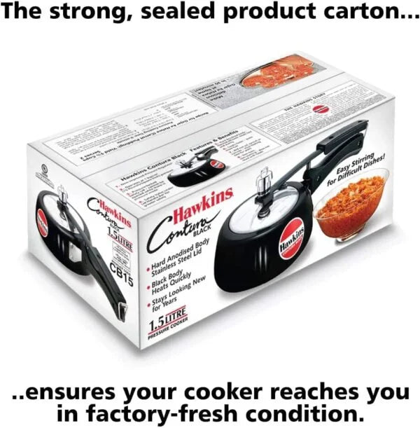 1.5L Black Contura Pressure Cooker Hawkins CB15 London Houseware