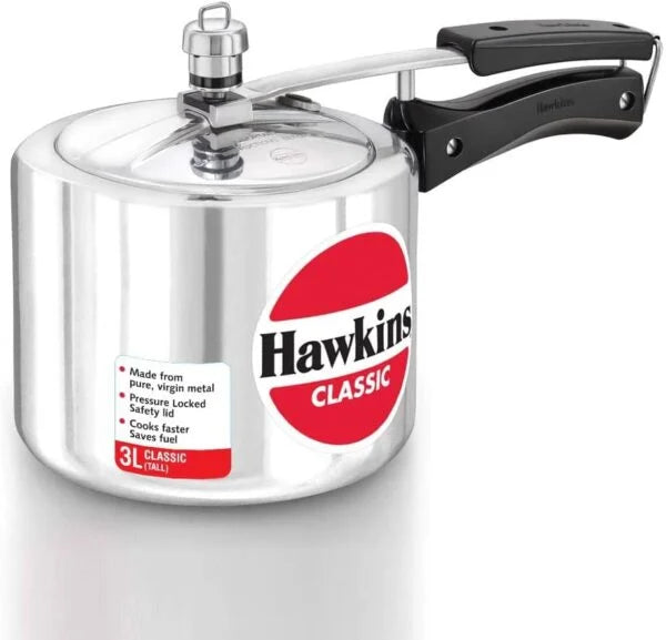 Hawkins CL3T - 3 Litre Silver Color Classic Tall Pressure Cooker - London Houseware - 1