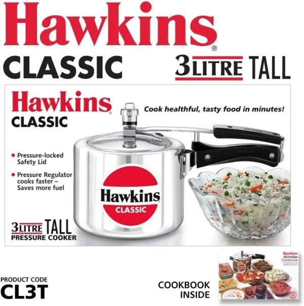 Hawkins CL3T - 3 Litre Silver Color Classic Tall Pressure Cooker - London Houseware - 2