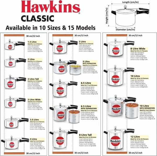 4 Litre Classic Pressure Cooker Hawkins CL40 London Houseware