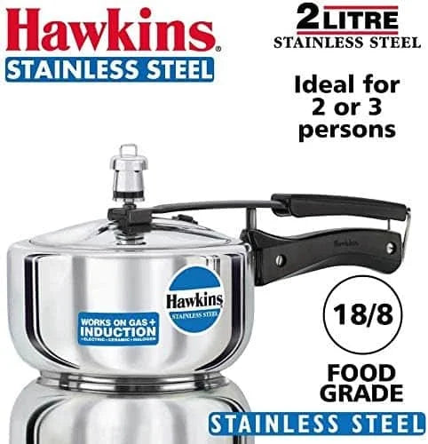 Hawkins Stainless Steel Pressure Cooker - 2 Litre / HSS20 - London Houseware - 2