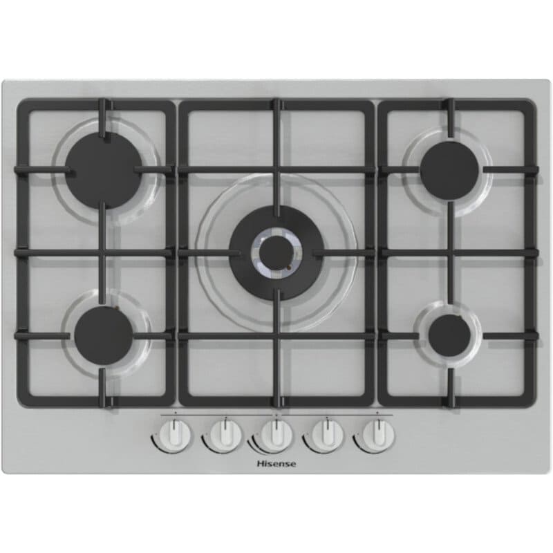 75cm 5 Burner Gas Hob Stainless Steel on Glass - Hisense GM773XF - London Houseware - 9