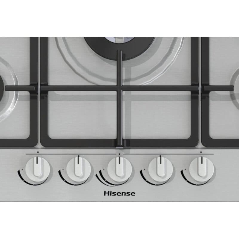 75cm 5 Burner Gas Hob Stainless Steel on Glass - Hisense GM773XF - London Houseware - 2