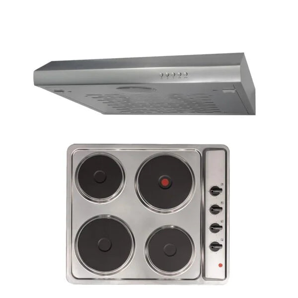 SIA 60cm 4 Zone Electric Hob /Solid Plate , Stainless Steel & Visor Cooker Hood Fan - London Houseware - 7