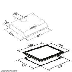 SIA 60cm 4 Zone Electric Hob /Solid Plate , Stainless Steel & Visor Cooker Hood Fan - London Houseware - 4