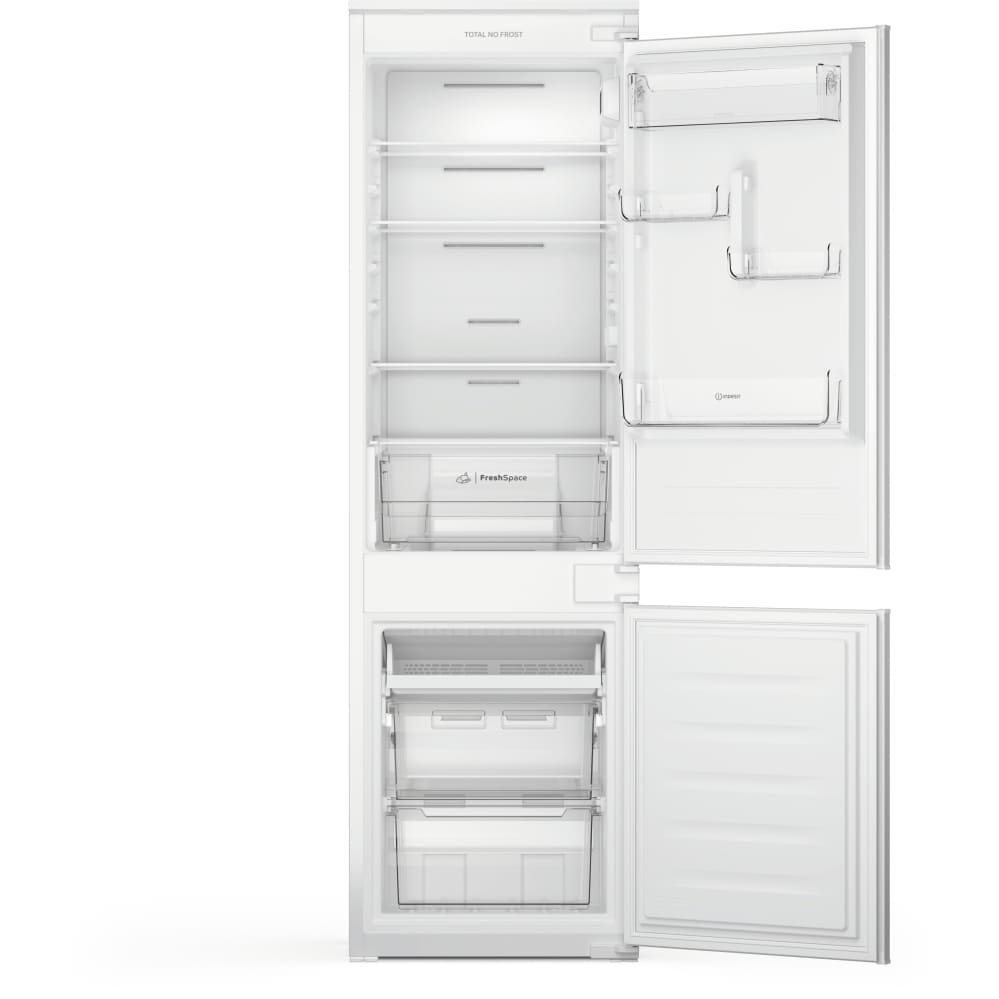 250L Total No Frost Integrated Fridge Freezer, White - Indesit INC18T112UK - London Houseware - 2