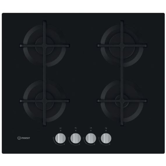 59cm Black 4 Burner Gas Hob - Indesit ING 61T/BK UK - Naamaste London Homewares - 1