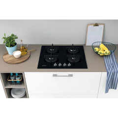 59cm Black 4 Burner Gas Hob - Indesit ING 61T/BK UK - Naamaste London Homewares - 4