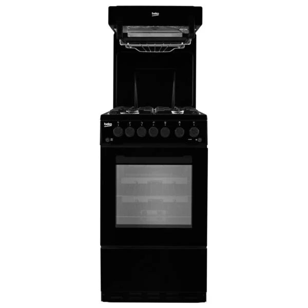 Beko 50cm Eye Level Grill Gas Cooker with Gas Hob in Black - KA52NEK - London Houseware - 1