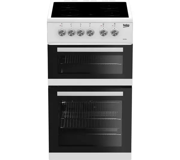 Beko 50cm Electric Cooker with Double Oven and Ceramic Hob - KDVC563AW - London Houseware - 1