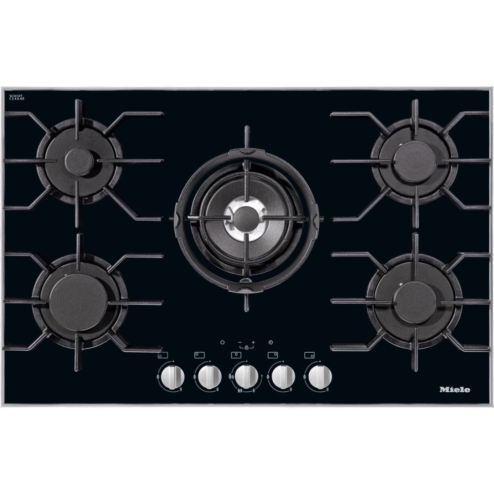 81cm 5 Burner Gas Hob Black on Glass - Miele KM3034-1 - Naamaste London Homewares - 1