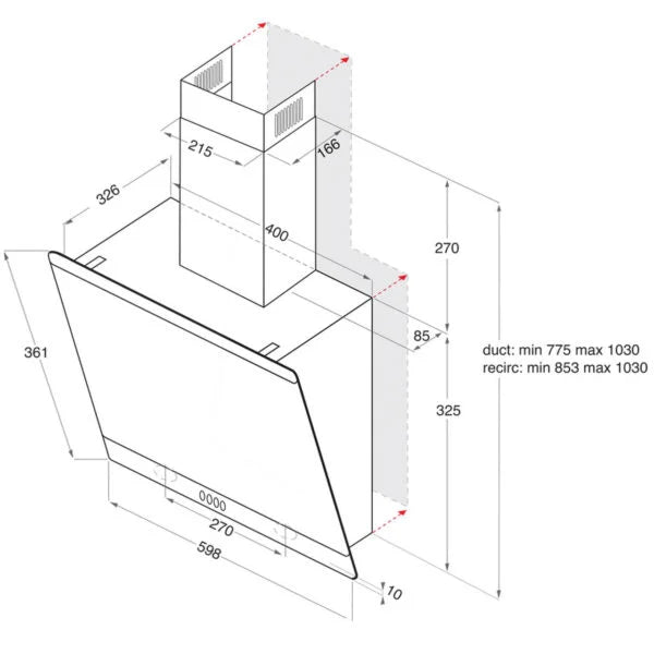 Hotpoint PHVP 6.6F LM K-Angled Cooker Hood - London Houseware -5