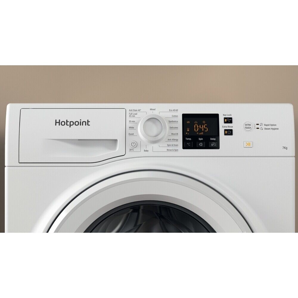 Hotpoint Washing Machine, 7Kg Front Load – NSWF 743U W UK N - London Houseware - 7