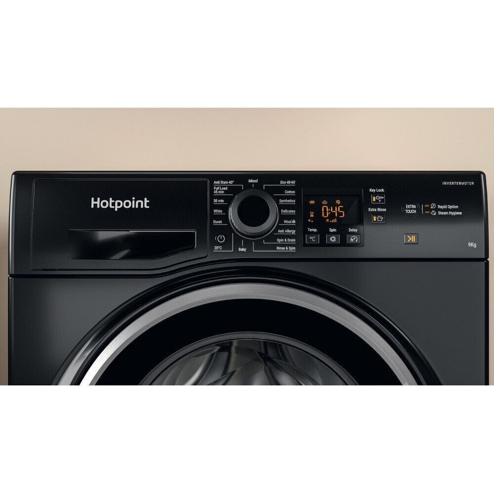 Hotpoint Washing Machine 9kg in Black, Freestanding – NSWF 945C BS UK N - London Houseware - 5