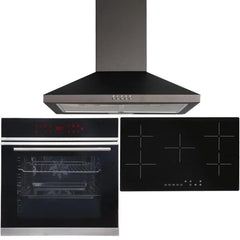 SIA Black 13 Function Self-Cleaning Oven, 5 Zone Ceramic Hob & Cooker Hood Extractor Fan - London Houseware - 1