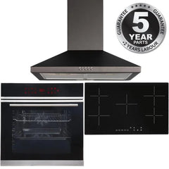 SIA Black 13 Function Self-Cleaning Oven, 5 Zone Ceramic Hob & Cooker Hood Extractor Fan - London Houseware - 2