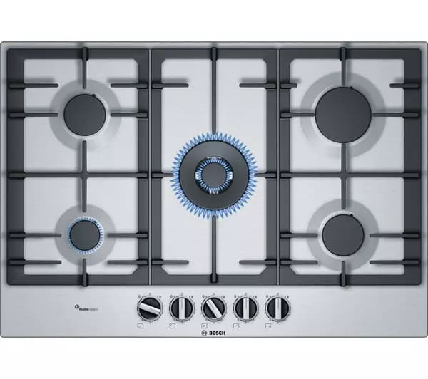 75cm Bosch 5 Burner Gas Hob Stainless Steel - PCQ7A5B90 Series 6 - Naamaste London Homewares - 1