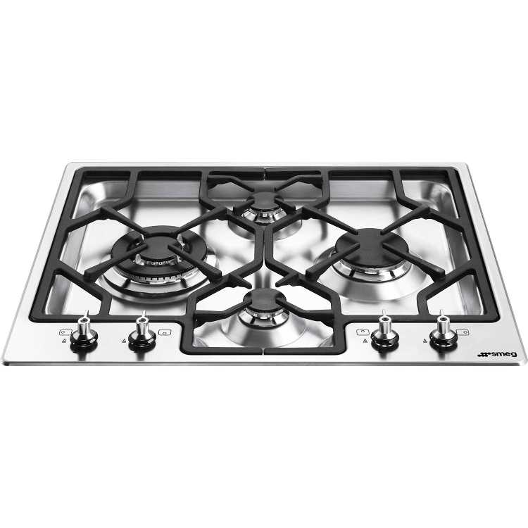 60cm Smeg Gas Hob 4 Burner Stainless Steel - PGF64-4 - Naamaste London Homewares - 1