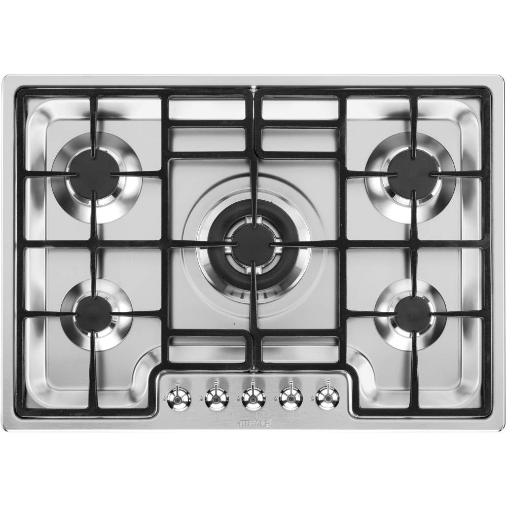 75cm Smeg Gas Hob 5 Burner Classic Stainless Steel - PGF75-4 - Naamaste London Homewares - 1