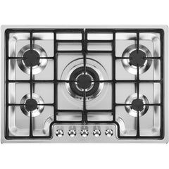 75cm Smeg Gas Hob 5 Burner Classic Stainless Steel - PGF75-4 - Naamaste London Homewares - 1