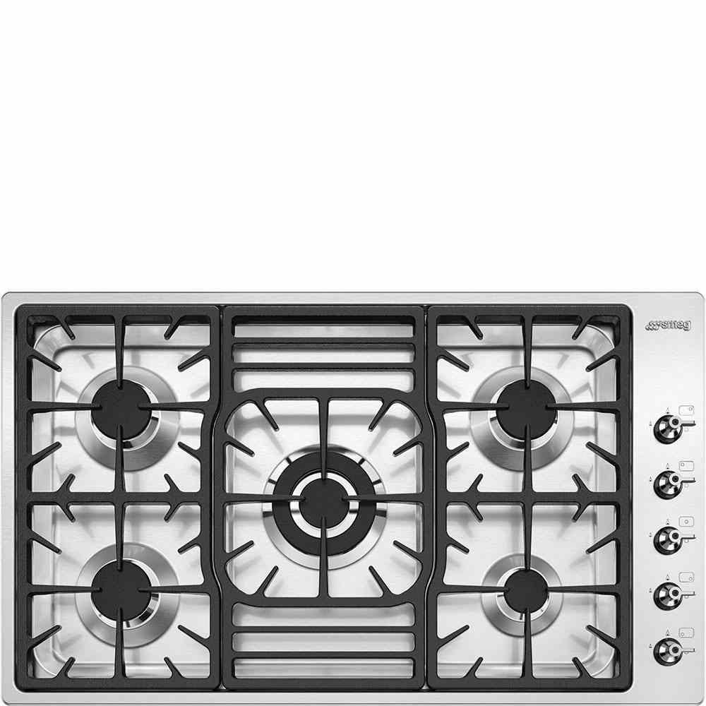 5 Burner Smeg Gas Hob Classic Stainless Steel - PGF95-4 - Naamaste London Homewares - 1